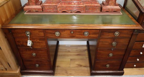 A Victorian mahogany kneehole pedestal desk W.128cm